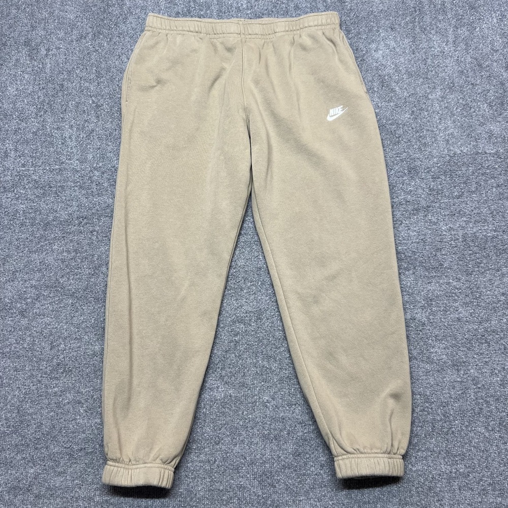 Nike Sweatpants Mens 2XL Beige Fleece Elastic Waist Gym Athletic BV2737-247